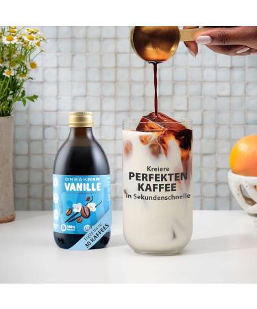 Breaknow Coffee Concentrate - Vanilla Cold Brew - 30 Servings - Instant Iced Coffee Syrup - 10-Second Preparation - On-the-Go French Vanilla Latte - 300ml - Buy Online on GoSupps.com