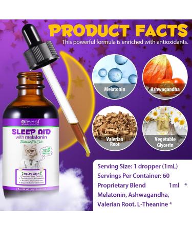 Cat Calming Supplement - Cat Sedative for Grooming Melatonin Liquid for Stress Relief & Sleep Aid Promotes Rest & Relaxation 2.02fl oz - Buy Online on GoSupps.com