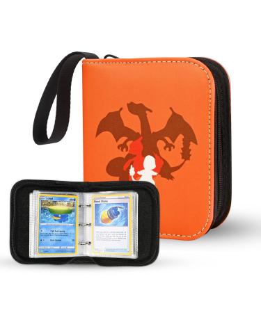 2-Pocket Trading Card Mini Binder for Pokemon TCG Cards, Hold 80 Cards with 40 Removable Sleeves, One Card Size Collectible Trading Card Albums Plus Version (Orange)