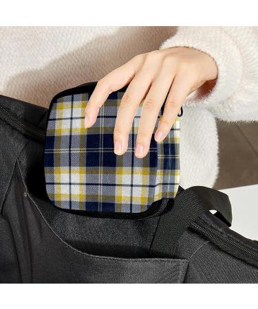 GIAPB Period Bag Sanitary Napkin Storage Holder | Blue & Yellow Plaid Makeup Pouch 1806 - Buy Online on GoSupps.com