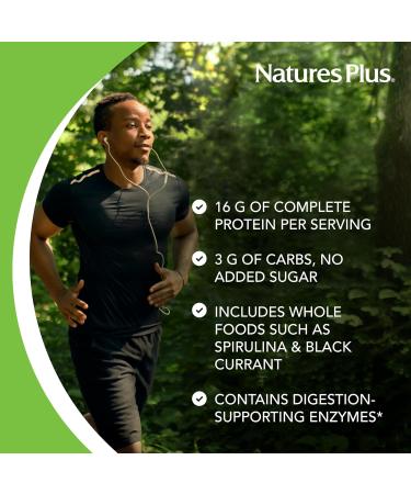 NaturesPlus Energy Shake - 1.7 lb - 16 Grams of Plant-Based Protein Per Serving - Contains Digestion-Supporting Enzymes - No Added Sugar - Non-GMO Vegetarian Gluten Free - 28 Servings Unflavored 1.7 Pound - Buy Online on GoSupps.com
