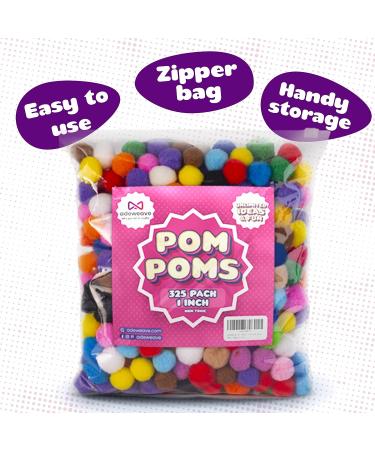 Adeweave 1 Inch 300 Pom Poms - Multicolor Soft and Fluffy Large Pompoms for Crafts | Assorted Colors | Reusable Zipper Bag - Buy Online on GoSupps.com