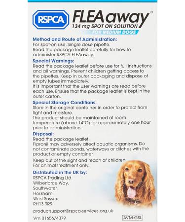 RSPCA FleaAway Spot On Solution for Medium Dogs 134 mg x3 - Buy Online on GoSupps.com