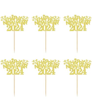 Ercadio 24 Pack Happy New Year 2024 Cupcake Toppers Gold Glitter Happy 2024 New Year Cupcake Picks Cheer to 2024 Cupcake Toppers Champagne Celebration Cake Picks for New Year Party Decor Supplies D-gold 2024 - Buy Online on GoSupps.com