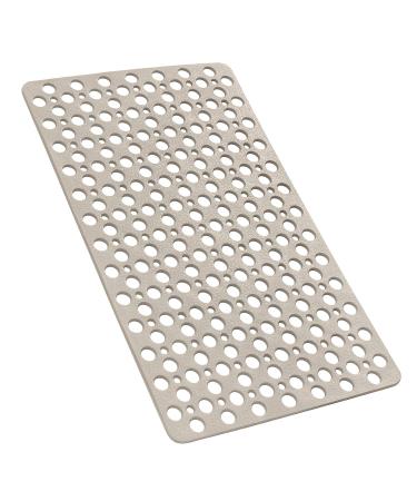 YINENN Bath Shower Mat Non Slip with Suction Cups, TPE Shower Safety Mat and Phtahlate Latex Free, Machine Washable Bath Mat for Tub, Soft Bathroom Mats with Drain Holes 30 x 17 Inch, Light Brown