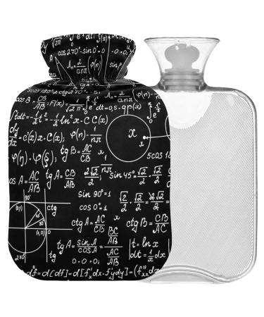 NAANLE mathematical formulas hot water bottle with cover transparent hot water bottle 2 l Großer Gaming bag for bed hand feet warmer pain relief heat and cold therapy