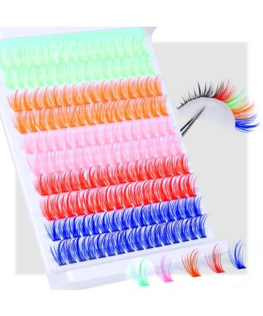 Goddvenus Wispy Colored Cluster Lashes C Curl Individual Eyelashes with Colors (6D)