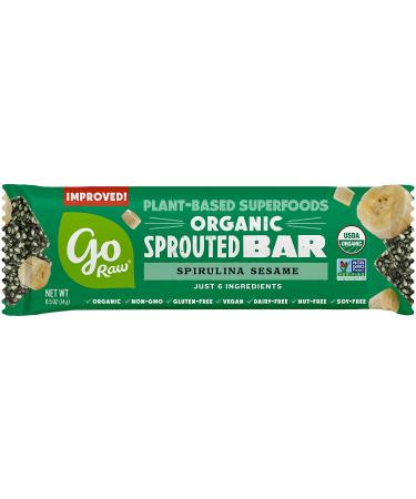 Go Raw Spirulina Sesame Seed Bars - Keto, Gluten-Free, Vegan, Organic, Paleo (10 Pack) - Buy Online on GoSupps.com