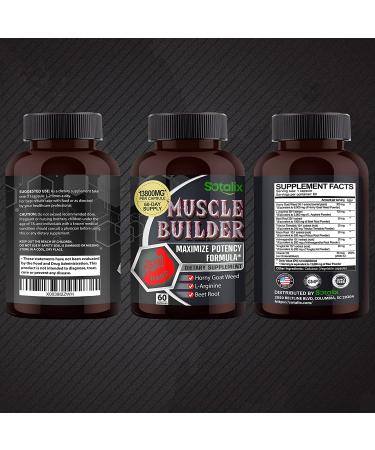 Ultimate Muscle Builder Supplement 13800mg - L-Arginine, Beet Root, Tribulus - Energy Stamina Strength Support - 60-Day Supply - 60 Count - Buy Online on GoSupps.com