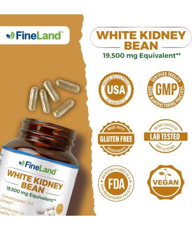 FineLand White Kidney Bean Extract 10:1 19 500 mg Equivalent per Serving 210 Vegan Capsules Supports Carb Metabolism & Digestive Comfort Non-GMO Made in USA - Buy Online on GoSupps.com