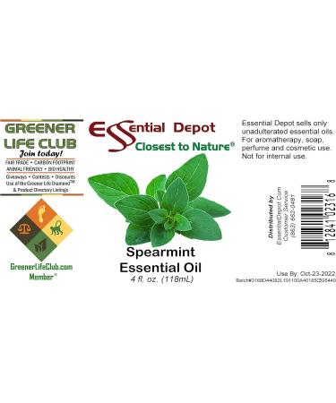 Essential Depot Spearmint Essential Oil - GC/MS Tested - Supplied in 4 oz. Amber Glass Bottle with Black Phenolic Cone Lined and Safety Sealed Cap - Buy Online on GoSupps.com