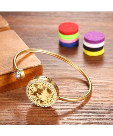 Flongo Aromatherapy Diffuser Bracelet for Women - Elegant Aroma Locket with Gold Christmas Tree Design - Essential Oil Jewelry Gift - Buy Online on GoSupps.com