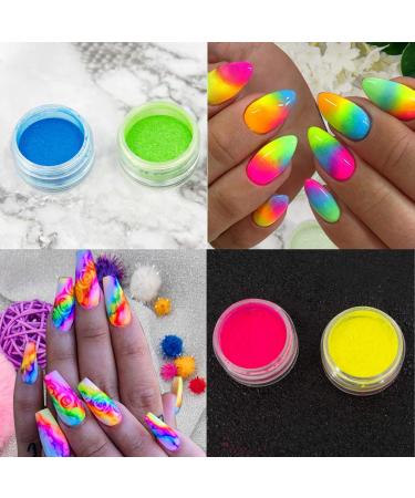 Duufin 24 Couleurs Poudre Ongles Pigment Poudre Ongles Fluorescente Iridescent Poudre Pigment Poudre Ongle pour Nail Art Bleu vert perle - Buy Online on GoSupps.com