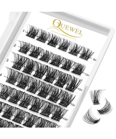 QUEWEL eyelash cluster 72 PCs cluster eyelash mix8-16mm DIY eyelash extension Individual false eyelashes soft-not break for personal make-up use (QUH-S013-MIX8-16mm) 1 piece (1 Pack) Quh-S013-Mix 8-16mm