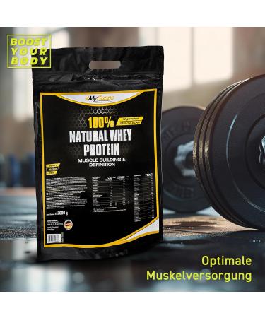 My Supps 2kg Whey Protein Powder - 100% Natural Super Soluble with B6 BCAA & Minerals - Premium Protein Made in Germany - Buy Online on GoSupps.com