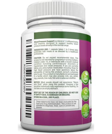 Blood Pressure Support Supplement - 13 Herbs & Vitamins - with Hawthorn Hibiscus Garlic & Olive Leaf Extract - Natural Supplement for Women & Men - High Strength Capsules - Non-GMO - 90 Day Supply - Buy Online on GoSupps.com