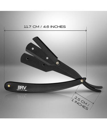 BRV MEN Professional GERMAN Steel Straight Edge Barber Razor with 100 Lord Platinum Single Edge Blades - German Stainless Steel Shavette for Men and Women - Black - Buy Online on GoSupps.com