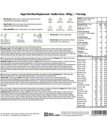 The Protein Works Vegan Diet Meal Replacement Shake - 7 Servings, 250 Cal, Plant Based, Vanilla Cr me 500g - Buy Online on GoSupps.com