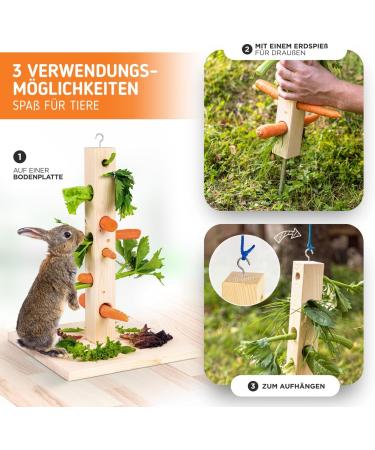 Nagergaleria Feeding Tree for Rabbits & Guinea Pigs | Outdoor Wooden Base & Ground Spike | International Shipping - Buy Online on GoSupps.com