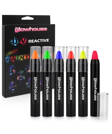 The Glowhouse UV Neon Face Paint and Body Paint Stick (Pack of 6) Fluorescent Brightest Glow under UV! - Buy Online on GoSupps.com