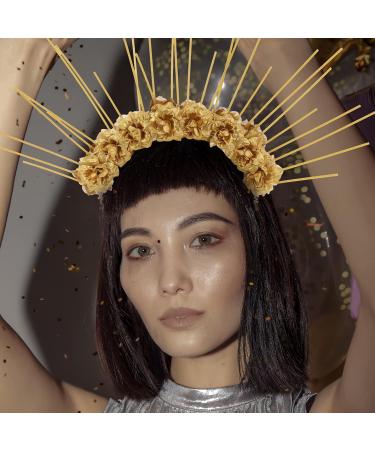 Shop Lurrose Star Crown Headband | Floral Goddess Headdress for Cosplay & Parties | Golden Greek Accessories - Buy Online on GoSupps.com