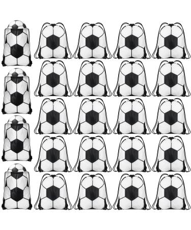24 Pieces Soccer Basketball Party Favor Drawstring Gift Bags Sport Party Cheerleader Bags Soccer Basketball Party Supplies(Soccer Style)