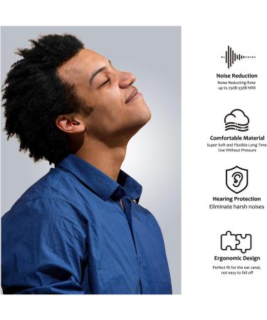 Concert Ear Plugs - High Fidelity Noise Cancelling Earplugs for Musicians & Festivals | 2 Pairs with 6 Reusable Foam & Silicone Tips - 25-33dB Noise Reduction - Buy Online on GoSupps.com