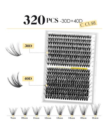 Eyelash Extensions Set 320pcs | LANKIZ 30D+40D C Curl 9-16mm | Reusable Individual Eyelashes with Glue & Applicator | Perfect for Beginners - Buy Online on GoSupps.com
