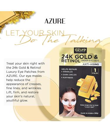 Azure Kosmetics 24K Gold & Retinol Under-Eye Pads - Anti-Aging (5 Pairs) - Buy Online on GoSupps.com