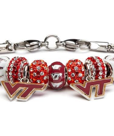 Virginia Tech Hokies White VT on Red Round Bead Charm - Officially Licensed Stainless Steel Jewelry - Buy Online on GoSupps.com