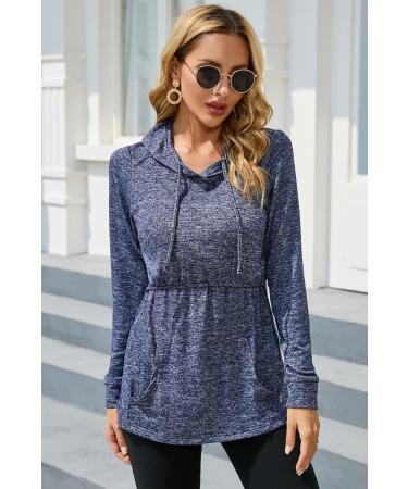 Sosolism Women's Nursing Hoodie | Maternity Breastfeeding Top | Long Sleeve Pregnancy Sweatshirt in Dark Blue - Size L - Buy Online on GoSupps.com