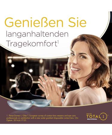Dailies Total 1 Multifocal Daily Lenses - 90 Pack Soft Contact Lenses BC 8.6 mm Dia 14.1 mm -3.25 Diopter for Clear Vision - Buy Online on GoSupps.com