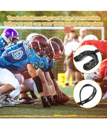2-Pack Youth Football Mouth Guard with Strap | Professional Sports Mouthpiece for Boxing, MMA, Hockey, Rugby - Black - Buy Online on GoSupps.com