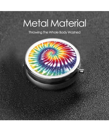 Premium Tie Dye Rainbow Round Pill Box | 3-Compartment Mini Travel Organizer for Vitamins & Medications - Buy Online on GoSupps.com