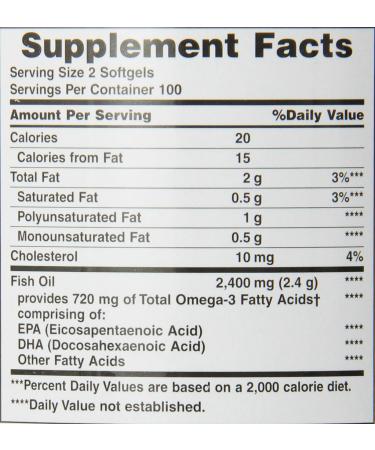 Nature's Bounty Fish Oil Dietary Supplement with 360 Mg Omega-3 Supports Heart Healt 1200mg 200 Softgels - Pack Of 2 - Buy Online on GoSupps.com