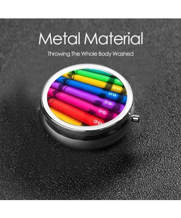 Colored Crayons Round Pill Box - 3 Compartment Portable Organizer for Travel Purse & Pocket - Buy Online on GoSupps.com