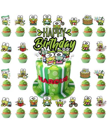 37 PCS Keropi Cupcake Toppers for Frog of Keropi Theme Party Birthday Party Wedding Baby Shower Anniversary Party Cake Dessert Decorations Supplies Picks