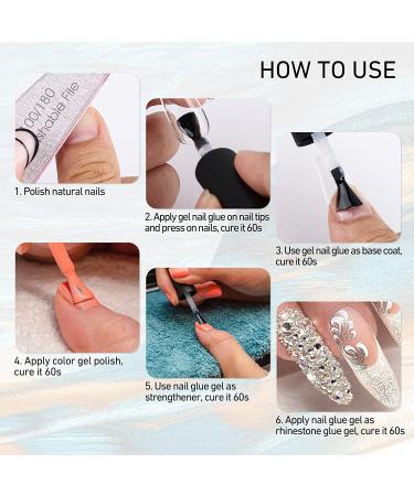 BOLASEN 5 in 1 Gel Nail Glue - 8ML UV Extension Glue for Acrylic Nails | Strong, Long Lasting Brush-On Gel for Press On Nails | Home & Salon Use - Buy Online on GoSupps.com