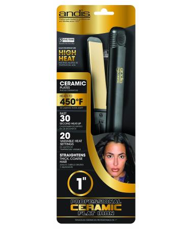 Andis 67095 Professional High Heat 1-inch Ceramic Tourmaline Ionic Flat Iron - Frizz-Free Hair Straightener - Black/Gold - 1 Inch - Buy Online on GoSupps.com
