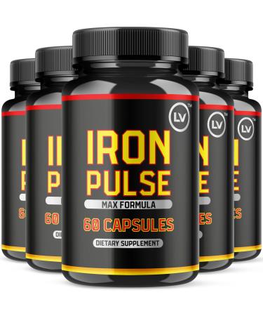 (5 Pack) IronPulse Capsules Iron Pulse Max Formula IronPulse Max Support Iron Pulse Pills Support Pills 300 Capsules for 5 Months