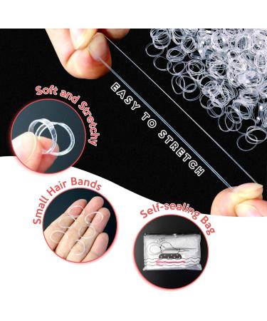 Sularpek 1000 Pcs Elastic Hair Bands Hair Elastics Clear Hair Elastic Bands Plastic Hair Bands Small Hair Bands Hair Rubber Bands for Hair Braids With Band Removal Hook+2 Hair Braid Tools transparent - Buy Online on GoSupps.com