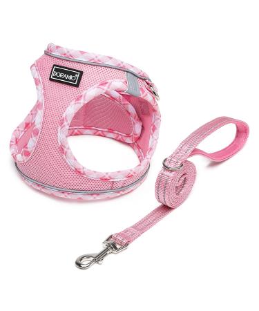 Doramio dog harness Small dogs with a leash step-in dishes reflective breathable breathable breeding crockery anti-train safety dishes cat dishes for small dogs cats (pink l) l pink
