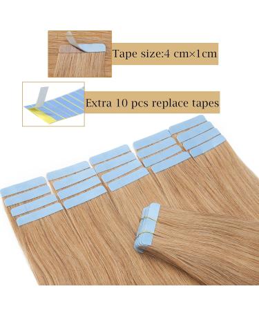 SEGO Tape Hair Extensions - 100% Remy Human Hair Adhesive Tape | 24 Honeyblond #27 | 40 Pieces + 10 Free Tapes - Buy Online on GoSupps.com