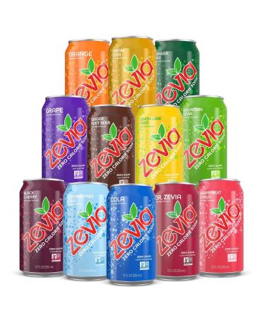 Zevia Zero Calorie Soda Rainbow Variety Pack - 24 Pack of 12 oz Cans - Buy Online on GoSupps.com