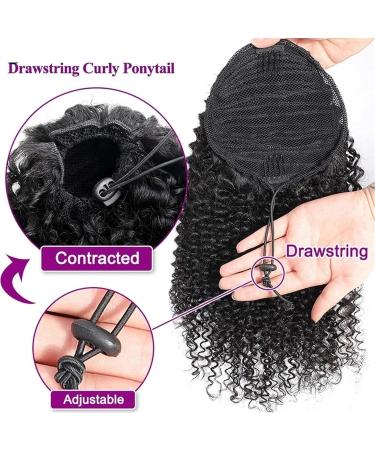 Ponytail Extensions Kinky Curly Hair Extensions 8-26" Human Hair Drawstring Ponytail Extension Brazilian Real Human Hair Clip in Ponytail Hair Extension for Black Women for Women (Color : Natural Col 12inches Natural Color - Buy Online on GoSupps.com