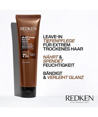 Redken Leave-In Hair Cream for Dry & Broken Hair - 150ml | Hydrated & Enlivened with Aloe Vera | All Soft Mega Hydramelt - Buy Online on GoSupps.com