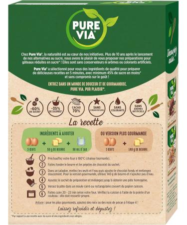 Pure Via - Preparation for Brownie - Less than 60% sugar - 337g - Buy Online on GoSupps.com