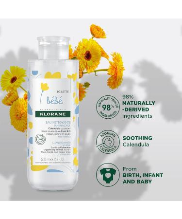 Klorane - Baby Soothing Cleansing Water with Calendula - Baby Rinse-Free One-Hand Pump - Soothes & Cleanses - 500ml - Buy Online on GoSupps.com