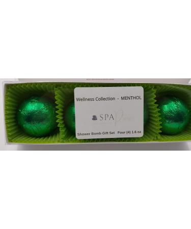 SPAPURE Wellness Collection MENTHOL EUCALYPTUS - (4-pack) Aromatherapy Fizzing Shower Bombs by Spa Pure