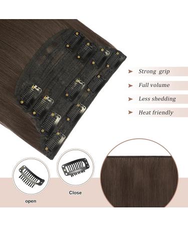Feshfen Clip In Hair Extensions - 4PCs Synthetic Smooth Long Extensions for Women - Black Brown 50cm - Buy Online on GoSupps.com